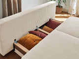 Bestmobilier - Canapé Convertible avec Coffre Cristal en Velours Côtelé - Canapé Lit - Sofa Beige 3 Places - Salon
