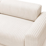 Mobilier-Deco Sofia - Canapé d'angle en Velours Gros côtelé Blanc écru - Angle Gauche