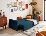Best Mobilier - Topaze - canapé 3 Places - Convertible avec Coffre - en Velours côtelé - Bleu Ardoise