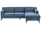 Beliani Canapé d'angle en Velours Bleu Foncé avec Appuis-tête Réglable pour Salon Moderne