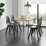 Table de Salle à Manger Cuisine Salon pour 4 Personnes Plateau MDF Pieds Acier Épingle à Cheveux 120 x 70 x 75 cm Effet Chêne et Noir