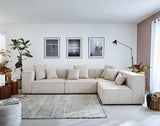 Lisa Design - Canapé Modulable d'angle Droit - Colombine en Velours Côtelé - Sofa Beige 5 Places - Salon