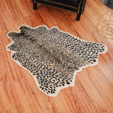 Tapis à imprimé léopard en fausse fourrure de 0,9 x 1 m, convient pour chambre à coucher, salon, décoration occidentale, moquette en fausse fourrure de vache, noir et marron