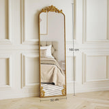 HOMCOM Miroir Pleine Longueur accroché/appuyé Baroque 50x160 cm Ton Or