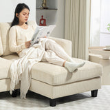 HOMCOM Canapé d'angle Velours Côtelé Canapé 3 Places 214 cm Beige
