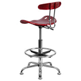 Flash Furniture Tabouret de Dessin, Plastique Métal, Rouge vin, 50,8 x 43,82 x 104,14 cm