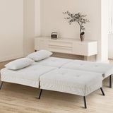 COMHOMA Canapé-lit avec Fonction de Couchage - Housse futon Convertible - Canapé d'angle - Canapé d'invité 3 Places - avec Dossier réglable en Velours côtelé Beige