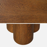 sweeek - Table à Manger Ronde Bois d'hévéa et placage chêne Noyer 4 Places 130cm - Leonore