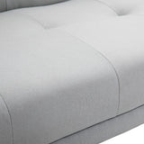 HOMCOM Canapé Convertible 3 Places Design scandinave Inclinaison Dossier réglable 3 Niveaux Dossier Centrale Rabattable 2 Porte-Verres Bois Massif Lin Gris Clair