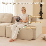 Yihomfy Canapé 2 Places Modulaire Désossé, Loveseat Small Canapé avec 2 Coussins, Confortable Velours Côtelé Cloud Canapé de Salon, sans Montage (Beige, 2 Sièges)