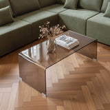 Oviala Table Basse rectangulaire L110 cm en Verre trempé Marron