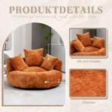 KOMHTOM Gros Pouf Canapé, Pouf Fauteuil Canapé pour Les Paresseux, avec 3 Coussins, sans Installation, Idéal pour Chambre, Salon ou cinéma Maison (Orange)