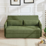 Canapé convertible 165 x 92 x 82 cm, canapé lit 2 places avec matelas en mousse, tissu velours côtelé, canapé compressible pliable 2 en 1 avec poches latérales - Idéal pour les petits espaces, Vert