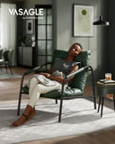 VASAGLE EKHO Collection - Fauteuil de Salon, Fauteuil d’Appoint avec Accoudoirs, Cadre Métallique, PU avec Coutures, Moderne Mi-siècle, pour Chambre, Salle de Lecture, Séjour, Vert Forêt LAC014C01