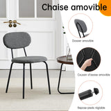 WAFTING Chaises de Salle à Manger Lot de 4, Chaise de Cuisine Empilables, avec Coussin en Tissu Teddy et Pieds Métalliques, pour la Salle à Manger, Cuisine, Salon, Chambre-Gris Foncé