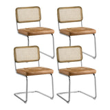 Zouron Chaises De Cuisine en Rotin Lot de 4, Chaises De Salle à Manger Modernes du Milieu du SièCle, Chaises De Cuisine sans Accoudoirs avec Dossier en Rotin Tressé, Pieds en MéTal, Marron