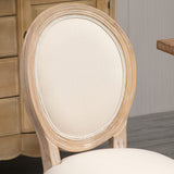 HOMCOM Lot de 2 chaises de Salle à Manger - Chaise de Salon médaillon Style Louis XVI - Bois Massif sculpté, patiné - Aspect Lin Beige