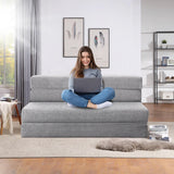 ANONER Canapé-lit Pliant 3 en 1, 2 oreillers et Housse Lavable, canapé-lit futon en Mousse à mémoire de Forme, pour Salon, Chambre, Gris Clair, 2 Places 203 × 152cm (Queen)