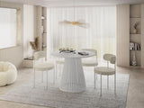 WFL GROUP Table à Manger Ronde Extensible Style Loft – 120 à 200 Cm – Design Industriel avec Pieds en Métal Blanc, Gain De Place pour Salon Ou Salle à Manger – Blanc