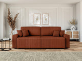 BAÏTA Canapé Droit Milo Convertible Velours côtelé Terracotta 3 Places