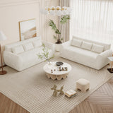 Vesgantti Canapé 3 Places 200 × 94 × 80 cm en Velours Côtelé, Canapé de Sol Rembourré avec 3 Coussins, sans Montage, Idéal pour Salon, Chambre et Bureau, Blanc