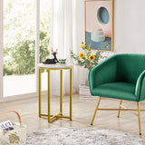 Yaheetech Table d'Appoint Ronde Table de Chevet Diamètre 40 cm avec Dessus en Imitation Marbre Bouts de Canapé pour Salon, Chambre, Couloir Gain de Place