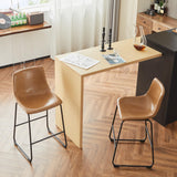 EUGAD Tabouret de Bar en Similicuir, Lot de 2, Siège Rembourré, Chaise Haute Cuisine, avec Dossier, Pieds en Métal, avec Repose-Pieds, Marron, 1071BY-2