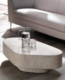Stones Trapèze Table Basse, Pierre Blanche Fossile, 100x52x28 cm