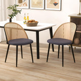 COSTWAY Lot de 2 Chaises Bois Salle à Manger, Chaise Cannage sans Accoudoirs, Siège Rembourré, Pieds Fuselés en Métal, Hauteur d’Assise 46 cm, Chaise en Rotin PE pour Restaurant, Salon