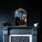 Awhtixbo Miroir Baroque doré Antique 40 x 64(H) cm – Cadre Vintage en Fonte avec Fleurs en résine sculptées à la Main, Miroir Mural incassable pour Salle de Bain, Salon et Chambre à Coucher