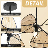 LJYKBFL Suspension Boho, Lustre en rotin, 10 Feuilles de Ferme tissées à la Main, luminaire Suspendu rétro au Plafond, Lustre Suspendu pour Salon, Chambre à Coucher, Salle à Manger, Cuisine