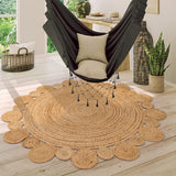 Gifiie Tapis Rond en Jute Naturelle, Tapis de Jute - 100% Écologique pour Votre Salon, Salle à Manger, Chambres et Cuisines fabriqué en Inde. (Nature, 150CM)