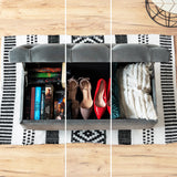 Banc rembourré de Rangement MODIANO BL 81x42cm - Velours Beige, Siège, Banquette, Coffre de Stockage avec Couvercle, Pouf pour Salon Chambre Entrée Couloir Coiffeuse Bout de Lit