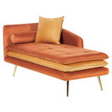 Chaise Longue de Salon Côté Gauche avec Rembourrage en Velours Orange Gonesse