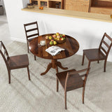 LIFEZEAL Table de Salle à Manger Ronde pour 4 Personnes, en Bois d'hévéa avec Base sur Socle, Meubles de Salon de 100 cm, pour Salle à Manger, Salon et Bureau, Charge 100 kg (Marron)
