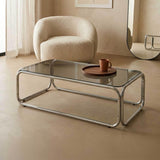 Oviala Table Basse rectangulaire L110 cm en métal et Verre trempé Noir