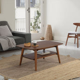HOMN LIVING Table Basse Palma 1 Trou Couleur Noyer, Bois Massif, 100 cm (Largeur) 60 cm (Profondeur) 45 cm (Hauteur)