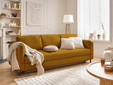 Lisa Design - Canapé Convertible Brooke en Velours - Canapé Lit - Sofa Jaune 3 Places - Salon