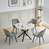 GrandCA HOME Lot de 4 Chaises de Salle à Manger Modernes, Dossier Creux en Velours Côtelé, Rembourrées, pour Salle à Manger, Cuisine, Salon et Chambre (Gris)