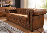 MASSIVMOEBEL24.DE Canapé Chesterfield (Brun Café) - Chesterfield