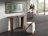 Ángel Cerdá- Console Ovale Demi-Pointe - Bois Plaqué Noyer Naturel - Design Moderne et Élégant - Meubles de Salon - Table D'appoint - Meubles de Couloir - Table D'entrée - Ø120 X 40 X 76 cm