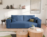 GREKPOL Sofa 240x105 cm - Canapé 3 Places Velours Côtelé - Bleu Canapé Convertible 3 Places avec Dossier rembourré