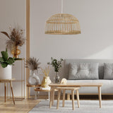 LUSSIOL Luminaire Phuket 60, suspension bambou, 60 W, naturel, ø 60 x H 33 cm