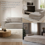 Selsey FARESE New - Canapé d'angle - 267 cm - en L avec Coffre de Rangement canapé Droit en Velours côtelé Beige