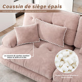 SoarFlash Canapé modulaire 3 Places Salon Moderne - Chenille, Bois Massif, reposes-Bras, Rose Clair, 77×313cm