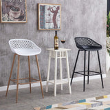 IDIMEX Lot de 2 tabourets de Bar IREK Chaise Haute pour Cuisine ou comptoir au Design Retro avec accoudoirs, en Plastique et métal Noirs, Hauteur d'assise 75 cm