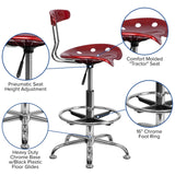 Flash Furniture Tabouret de Dessin, Plastique Métal, Rouge vin, 50,8 x 43,82 x 104,14 cm