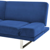 Canapé Convertible 2 Places en Velours Bleu Marine Accoudoirs Ajustables York