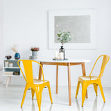 hjh OFFICE 645091 Chaise bistrot VANTAGGIO Comfort Métal Jaune, Style Industriel, empilable