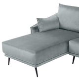 Canapé d'Angle Côté Droit en Velours Gris de Qualité sur Pieds Noirs Design Chic et Élégant pour Salon Moderne et Glamour Beliani